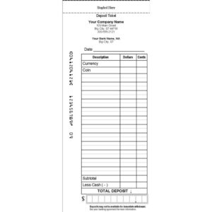 2-Part Deposit Ticket example